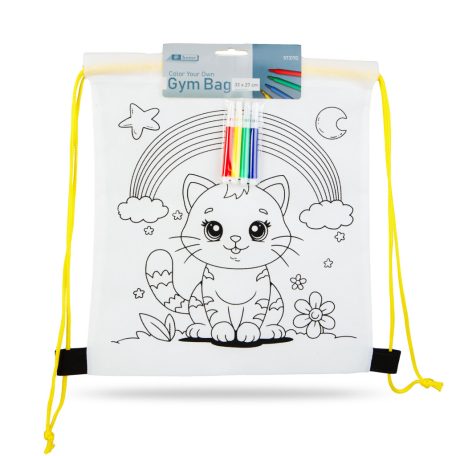 Színezhető tornazsák - 4 filccel - 33 x 27 cm - 4 féle