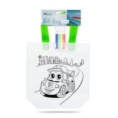   Színezhető ajándéktáska - 4 filccel - 24 x 22 cm - 2 féle