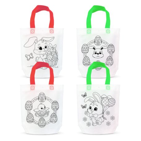 Színezhető ajándéktáska - 4 filccel - 24 x 22 cm - 4 féle