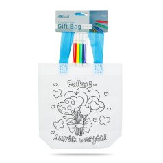   Színezhető ajándéktáska - 4 filccel - 24 x 22 cm - 2 féle