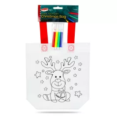   Színezhető táska - karácsonyi - 4 filccel - 24 x 22 cm - 6 féle