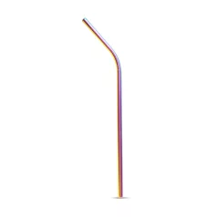   Rozsdamentes acél szívószál szett - titán szivárványos - 215 x 6 mm - 5 részes