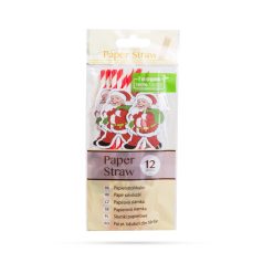   Papír szívószál - karácsony - 197 x 6 mm - 12 db / csomag
