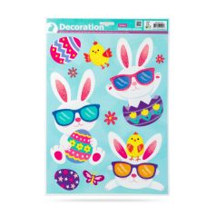 Húsvéti ablak matrica - csillámos nyuszi - 43 x 30 cm