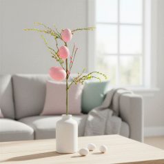   Húsvéti tojásfa ág - csillámos - rózsaszín - 40 x 16 cm