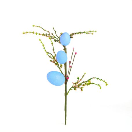 Húsvéti tojásfa ág - csillámos - kék - 40 x 16 cm