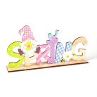 Tavaszi fekvő asztaldekoráció fából - manós 