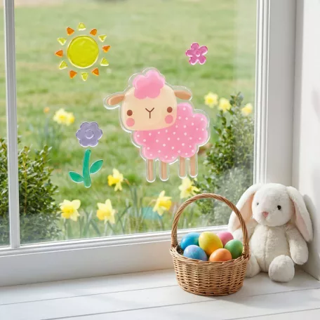 Húsvéti dekoráció - zselés ablakdekor - 19 x 19 cm - többféle
