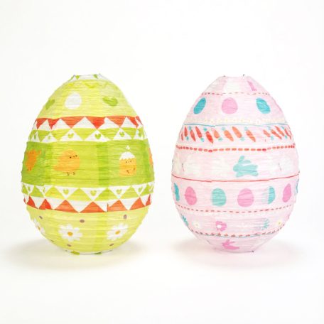 Húsvéti dekoráció - papír lampion - tojás - zöld, rózsaszín - Ø30 cm