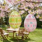 Húsvéti dekoráció - papír lampion - tojás - zöld, rózsaszín - Ø30 cm