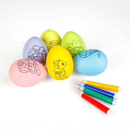 Húsvéti festhető tojások 4 db filctollal - 6 színes tojás - 6 cm