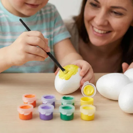 Húsvéti dekoráció - húsvéti habtojás festő szett - 6 cm - 6 db tojás