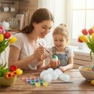 Húsvéti dekoráció - húsvéti habtojás festő szett - 6 cm - 6 db tojás