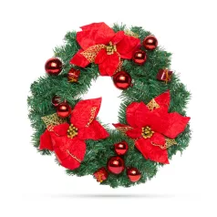 Karácsonyi koszorú - piros színű - 40 cm