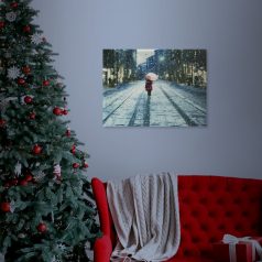 LED-es fali hangulatkép - téli táj -  2 x AA, 30 x 40 cm