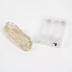 LED fényfüzér - 5 m - 50 LED - melegfehér - 3 x AA