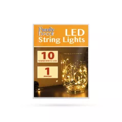 LED fényfüzér - 10 db melegfehér LED - 1 m - 2 x AA