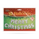 3D Karácsonyi "Merry Christmas" lufi - ezüst