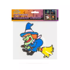 Halloween-i ablakdekor - színes boszorkány