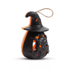   Halloween-i LED lámpa - felakasztható - narancs / fekete - elemes