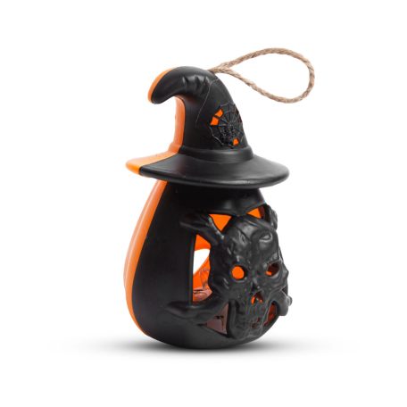 Halloween-i LED lámpa - felakasztható - narancs / fekete - elemes