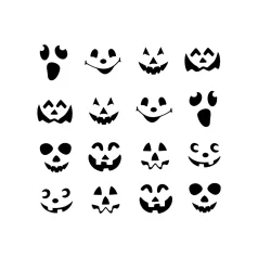   Halloween-i fólia matrica szett - fekete tök arcok - 16 db / csomag