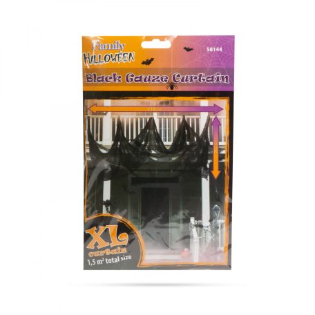 Halloween-i fekete géz függöny - poliészter - 76 x 210 cm
