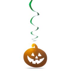   Halloween-i dekoráció szett - 12 db tök, szellem - csillogó spirál akasztó