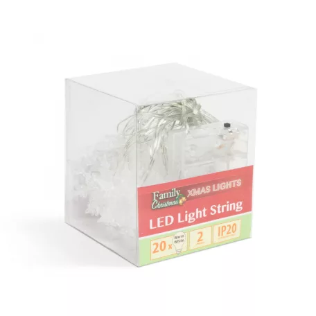 LED fényfüzér - jégkristály - 2,3 m - 20 LED - melegfehér - 3 x AA