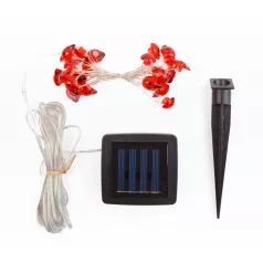   Szolár LED fényfüzér - katicabogár - 2,4 m - 25 LED - melegfehér