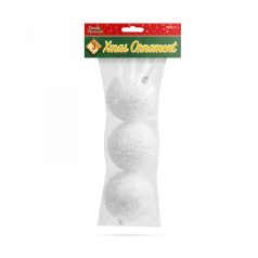 Dekor hógömb - akasztható - 8 cm - 3 db / csomag