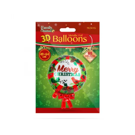 Karácsonyi lufi - alumínium fólia - koszorú - 64 x 49 cm