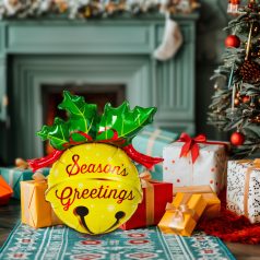   Karácsonyi lufi - alumínium fólia - csengettyű - 58 x 78 cm