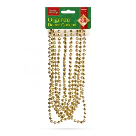 Dekor gyöngyfüzér - arany színben - 3,6 m