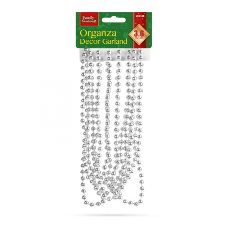 Dekor gyöngyfüzér - ezüst színben - 3,6 m