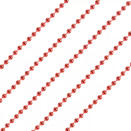 Dekor gyöngyfüzér - piros színben - 3,6 m