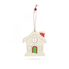 Karácsonyfadísz - házikó - akasztható - 9,4 x 10 cm