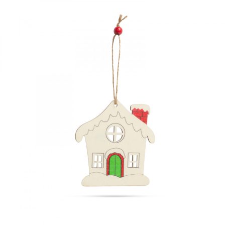 Karácsonyfadísz - házikó - akasztható - 9,4 x 10 cm