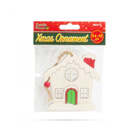 Karácsonyfadísz - házikó - akasztható - 9,4 x 10 cm