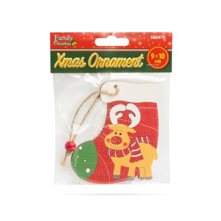 Karácsonyfadísz - mikuláscsizma - akasztható - 9 x 10 cm