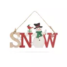 Karácsonyi dekor fából - hóember - akasztóval - 17 x 9 cm