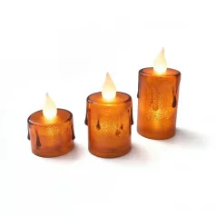 LED-es gyertya szett - melegfehér - műanyag - 3 db / szett