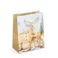   Karácsonyi ajándéktasak - papír - 114 x 64 x 146 mm - 4 féle / csomag - 12 db / csomag