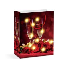   Ajándéktasak - 10 melegfehér LED, papír - 265 x 127 x 330 mm - 4 féle / csomag