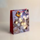 Ajándéktasak - 10 melegfehér LED, papír - 265 x 127 x 330 mm - 4 féle / csomag - 12 db / csomag