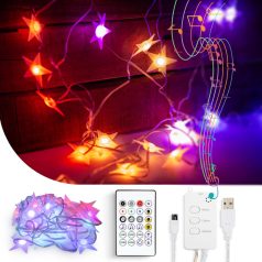   Smart fényfüzér - csillag - zene mód - USB - 25 RGB LED - 5 m - Bluetooth