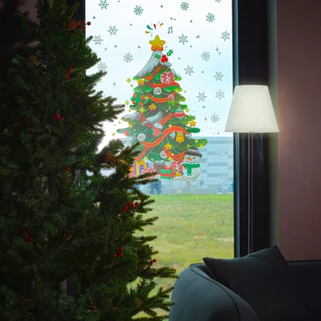 Karácsonyi matrica szett - karácsonyfa - 62 x 70 cm