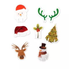   Karácsonyi pohárjelölő dekoráció - 8 féle - 16 db / csomag