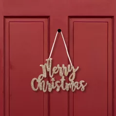   Karácsonyi dekoráció - "Merry Christmas" felirat - 20 x 12 cm - arany