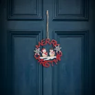 Karácsonyi dekoráció - fa, piros hóember - 10 cm